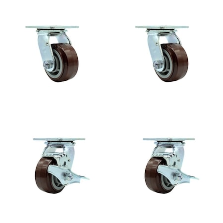 Service Caster Tool Box Caster Wheel Set 4'' Maroon Polyurethane Swivel Casters, 4PK TOOL-SCC-30CS420-PPUR-2-TLB-2